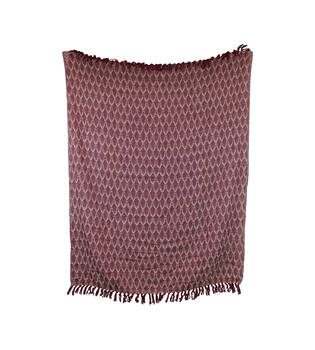 Plaid rectangular leaf print cotton 125x150x2cm - Red