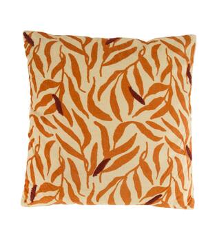 Cushion square leaf print cotton 45x45x8cm