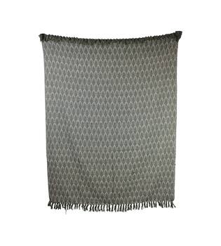 Plaid rectangular leaf print cotton 125x150x2cm - Green