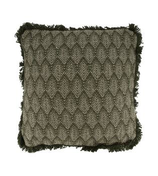 Cushion square leaf print cotton 45x45x8cm - Green