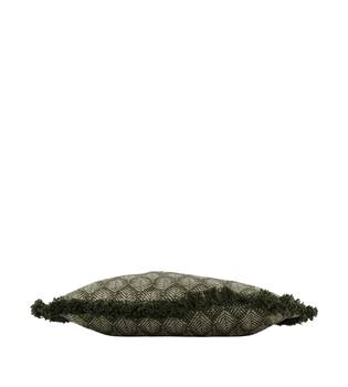 Cushion square leaf print cotton 45x45x8cm - Green