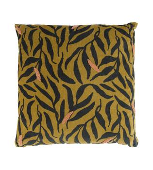 Cushion square leaf print cotton 45x45x8cm
