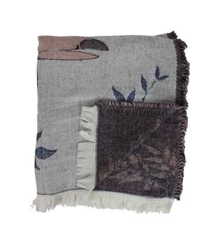 Plaid rectangular jacquard bird print acrylic 125x150x2cm - Multi