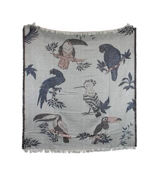 Plaid rectangular jacquard bird print acrylic 125x150x2cm - Multi
