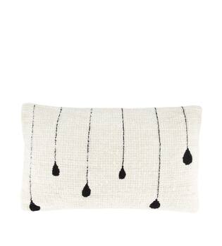 Cushion rectangular embroidery chenille cotton 50x30x8cm - White