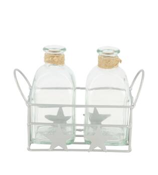 Basket star metal with glass 18x7.5x14cm