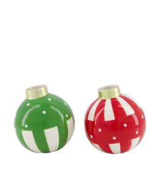 Vase christmas ball ceramic 9.4x9.4x10.1cm  - Red