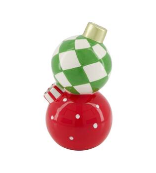 Vase christmas balls ceramic 10.4x10.3x18.9cm - Red