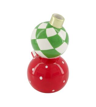 Vase christmas balls ceramic 10.4x10.3x18.9cm - Red