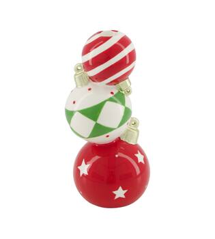 Vase christmas balls ceramic 10.7x9.8x21.6cm - Red