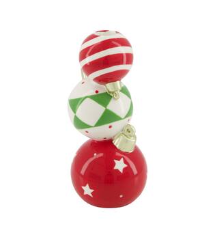 Vase christmas balls ceramic 10.7x9.8x21.6cm - Red