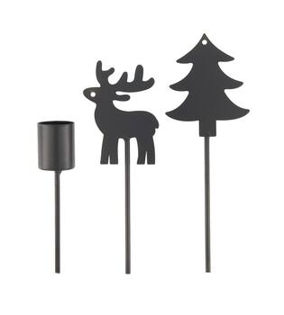 Figurine mixed tealight holder metal on stick 17x16x3cm 8pc