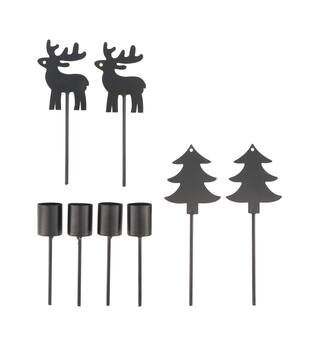 Figurine mixed tealight holder metal on stick 17x16x3cm 8pc