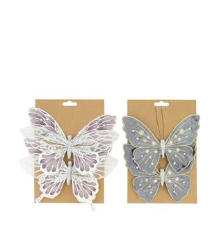 Butterfly fabric on clip 17x14.5x2.5cm 2pc A/2