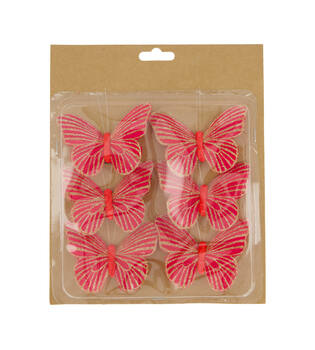 Butterfly fabric on clip 9x7x1.5cm 6pc