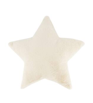 Cushion star furry polyester 45x45x8cm - White