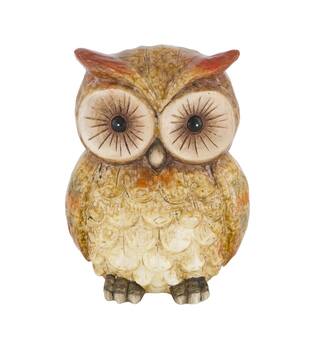 Figurine owl ceramic 13.5x10x18cm - Brown