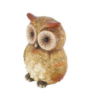 Figurine owl ceramic 13.5x10x18cm - Brown