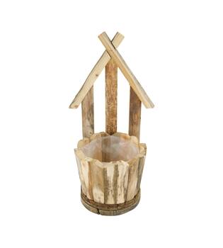 Planter house historic wood with plastic 21.5x19x38cm