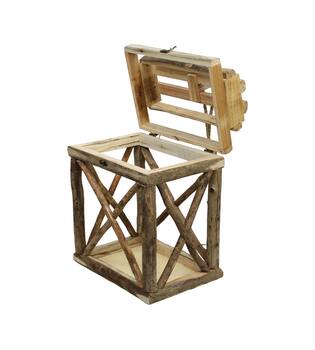 Lantern historic wood with glass 38x28x55cm S/2