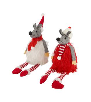 Figurine mouse fabric 9x8x36cm  - Red