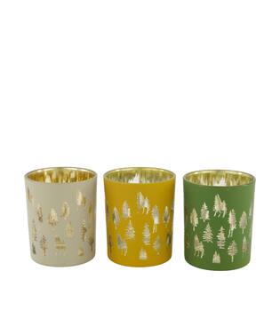 Tealight holder round glass 7.3x7.3x8cm C/3