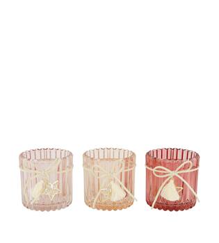 Tealight holder round glass 7.5x7.5x7.5cm C3 - Pink