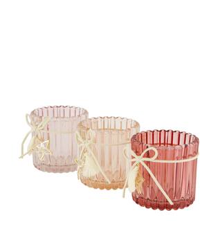 Tealight holder round glass 7.5x7.5x7.5cm C3 - Pink