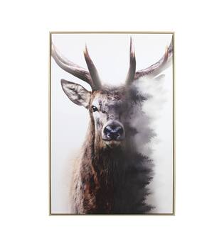 Wall art rectangular reindeer canvas with frame 82.6x4.3x122.6cm - Multi