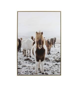 Wall art rectangular horse canvas with frame 82.6x4.3x122.6cm - Multi