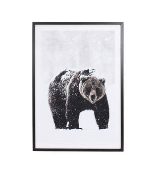 Wall art rectangular bear canvas with glass 70x4x100cm