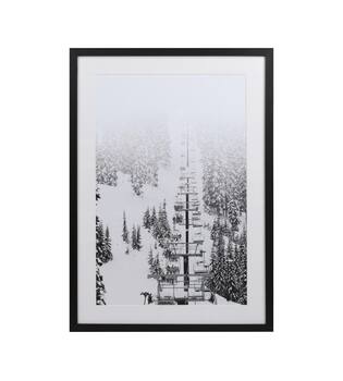 Wall art rectangular ski lift canvas with glass 50x3x70cm - White