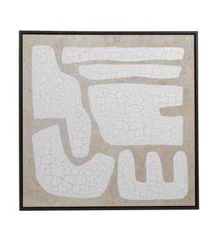 Wall art square plaster canvas with frame 70x4.3x70cm - White