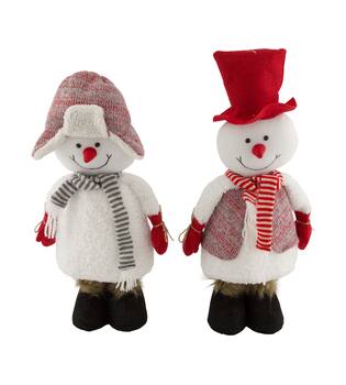 Figurine snowman fabric 24x10x60cm  - Brown
