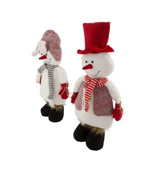 Figurine snowman fabric 24x10x60cm  - Brown