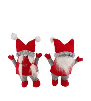 Figurine gnome fabric 26x10x35cm - Red