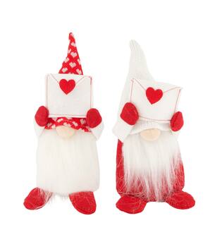 Figurine gnome heart fabric 11x10x25cm A/2