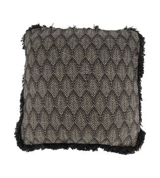 Cushion square leaf print cotton 45x45x8cm - Grey