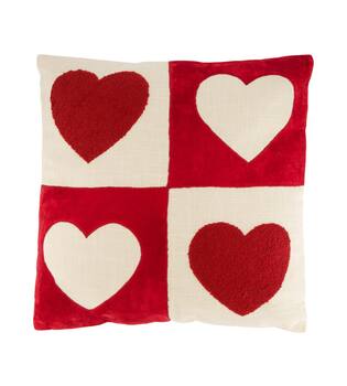 Cushion square hearts cotton 45x45x8cm
