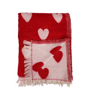 Plaid rectangular jacquard hearts acrylic 125x150x2cm