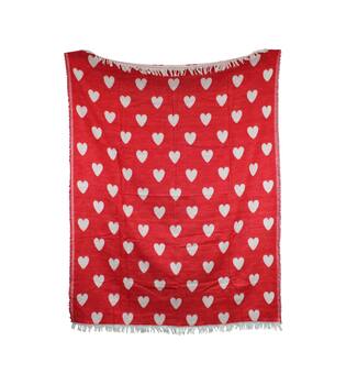 Plaid rectangular jacquard hearts acrylic 125x150x2cm