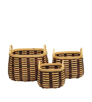 Basket oval chip wood with handle 38x28x26cm - Brown