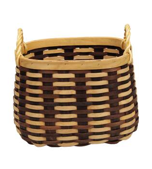 Basket oval chip wood with handle 38x28x26cm - Brown