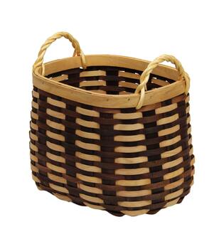 Basket oval chip wood with handle 38x28x26cm - Brown
