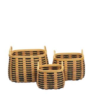 Basket oval chip wood with handle 38x28x26cm  - Multi