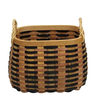 Basket oval chip wood with handle 38x28x26cm  - Multi