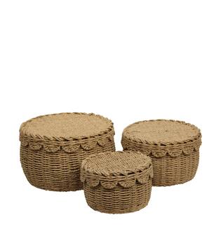 Basket round paper rope 38x38x23cm  - Natural