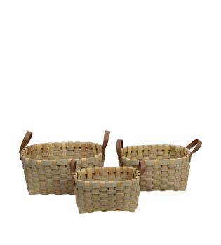 Basket rectangular chip wood 36x28x18cm - Cream