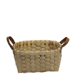 Basket rectangular chip wood 36x28x18cm - Cream