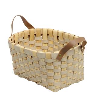 Basket rectangular chip wood 36x28x18cm - Cream